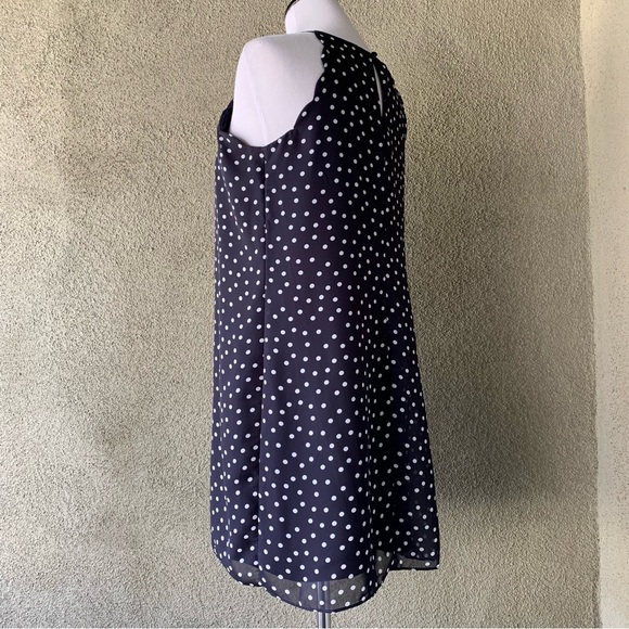🔥5/$20🔥 “Fortune + Ivy” Navy Polka Dot Mini-Dress size M - Picture 4 of 12